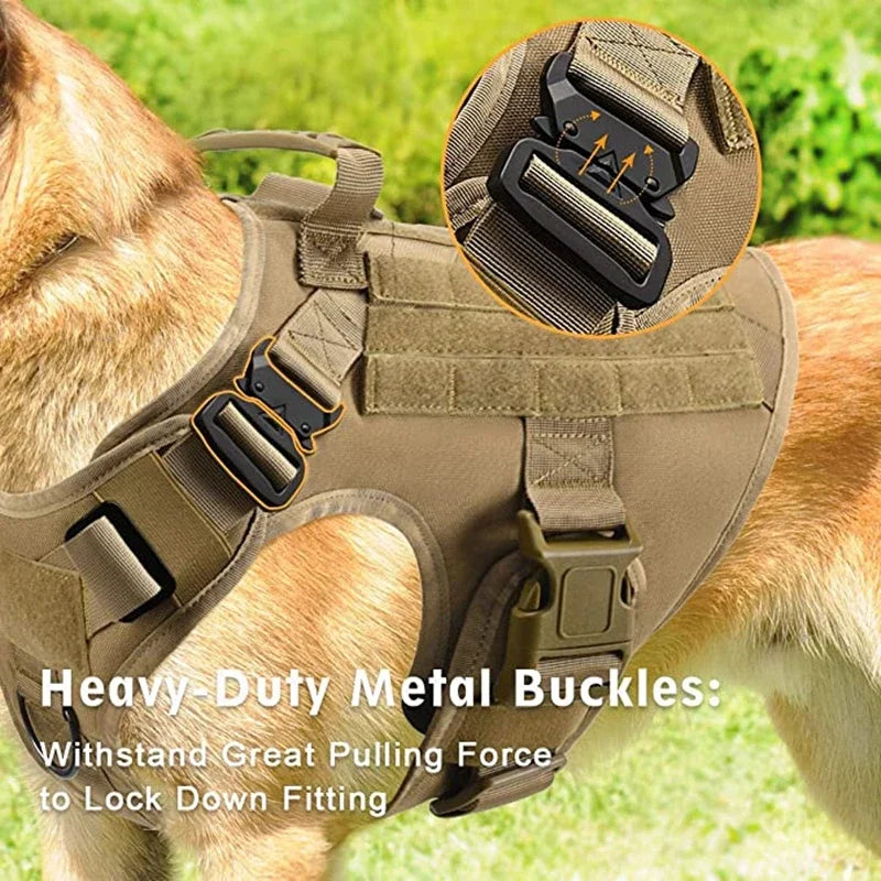 Tactical Dog Harness with MOLLE Panels and Handle for Large Dogs