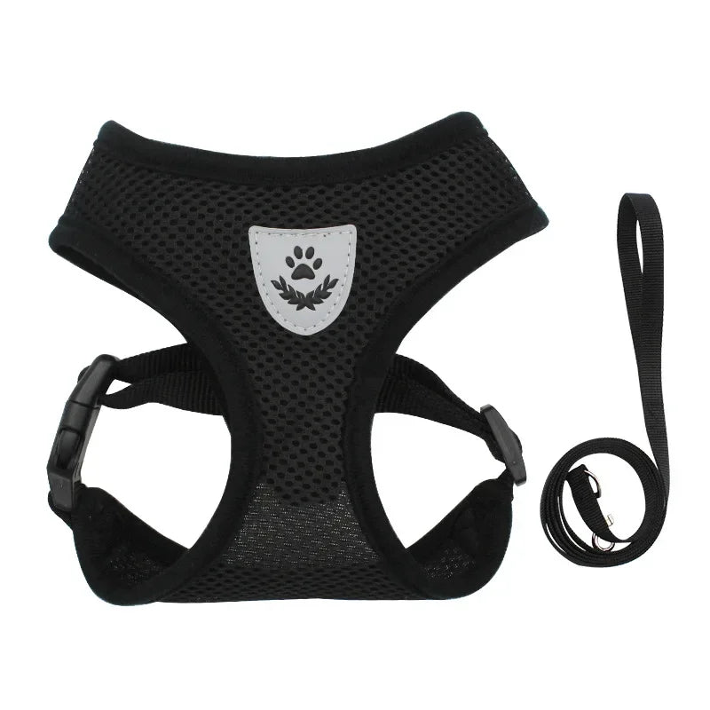 Mesh Dog Harness and Leash Set for Small Dogs and Cats