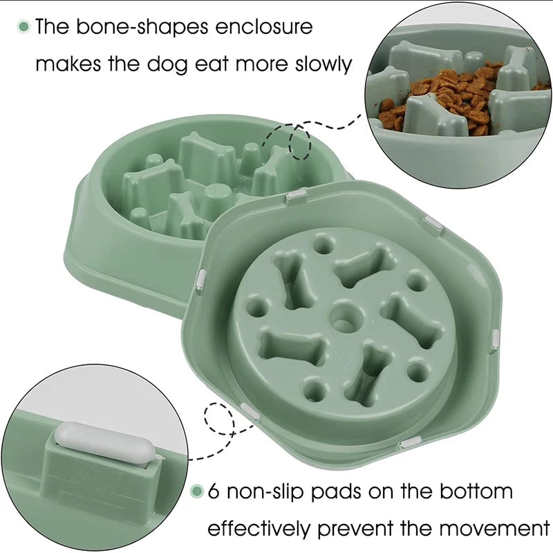 Slow Feeder Dog Bowl with Anti-Slip Base for Fast Eaters