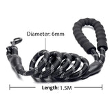 Reflective Rope Dog Leash with Foam Handle, 5 ft