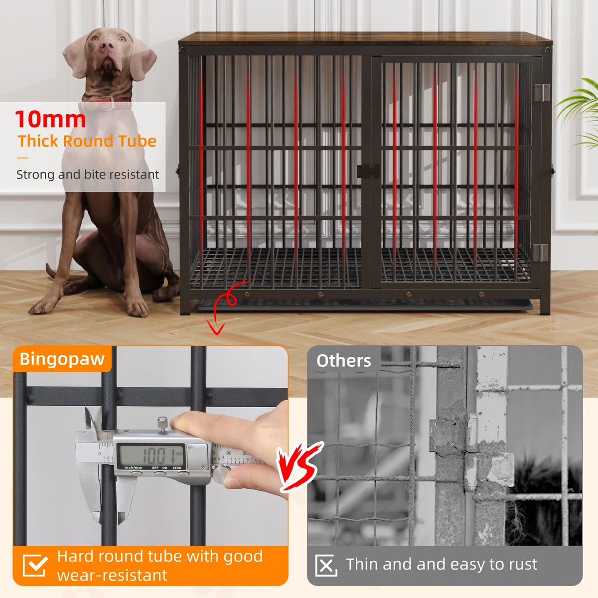 Wooden Dog Crate Furniture End Table, M to 2XL Sizes