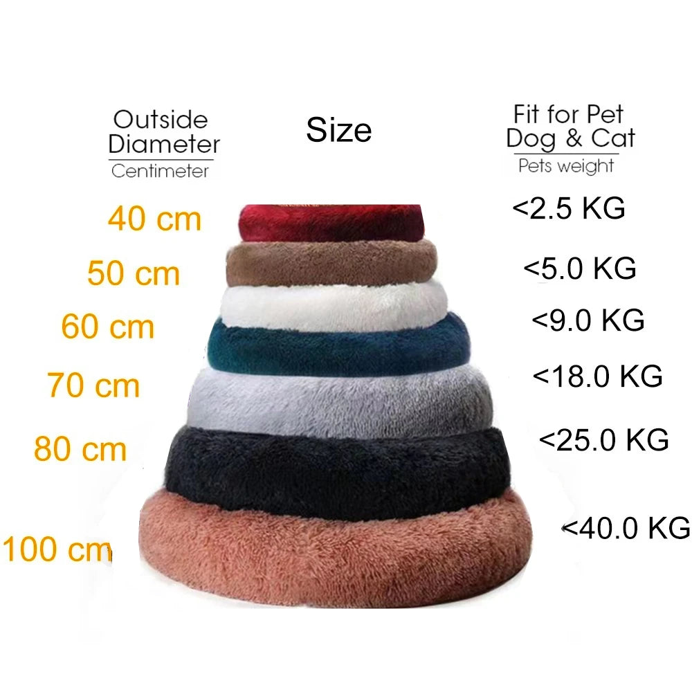 Fluffy Donut Dog Bed, Round Plush Bed for Small to Large Dogs