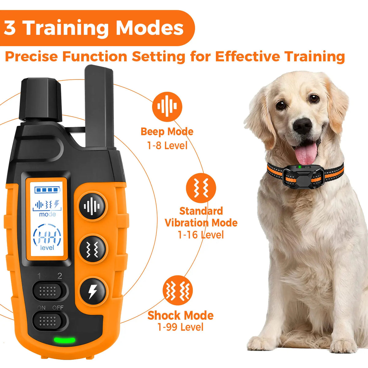 Remote Dog Training Collar with LCD Remote, 1 to 99 Levels