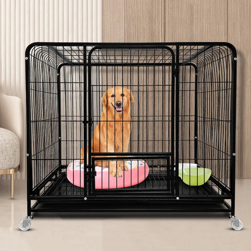 Heavy Duty Metal Dog Crate for Large Dogs with Wheels