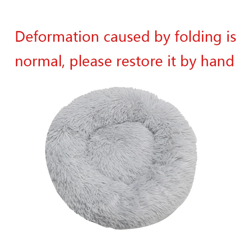 Round Plush Dog Bed, Fluffy Donut Bed for Small to Large Dogs
