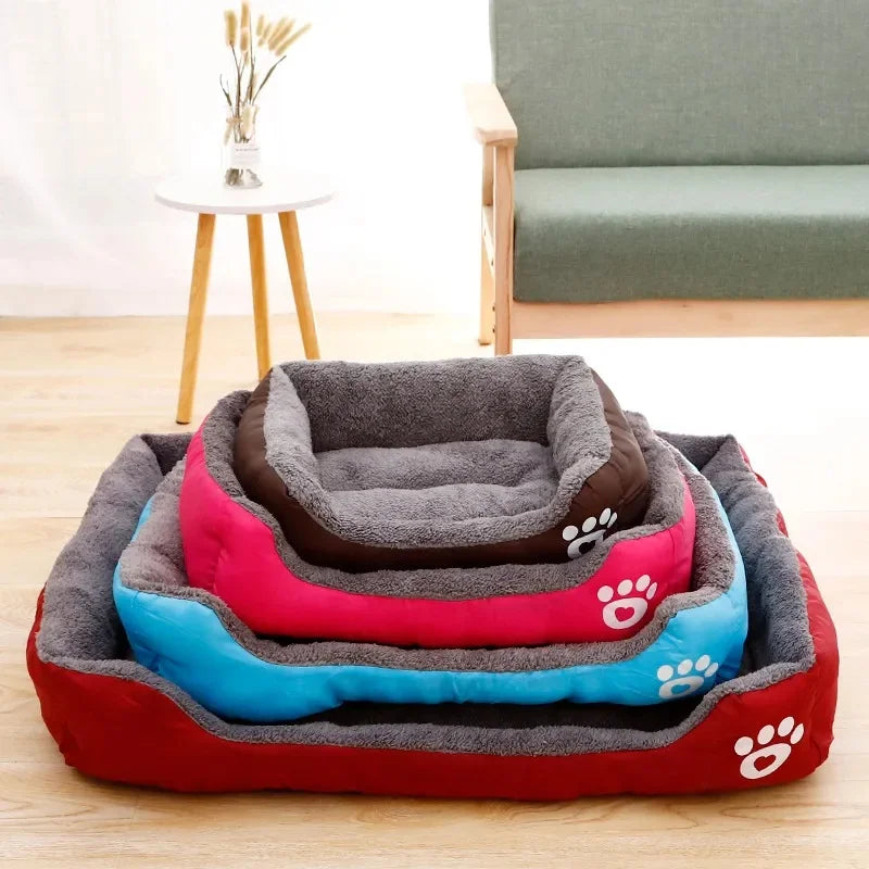 Plush Rectangle Dog Bed with Raised Sides in Candy Colors