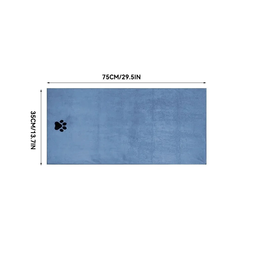 Microfiber Dog Bath Towel with Embroidered Paw Print