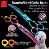 Curved Chunker Dog Grooming Scissors, 7.25 Inch 440C Steel