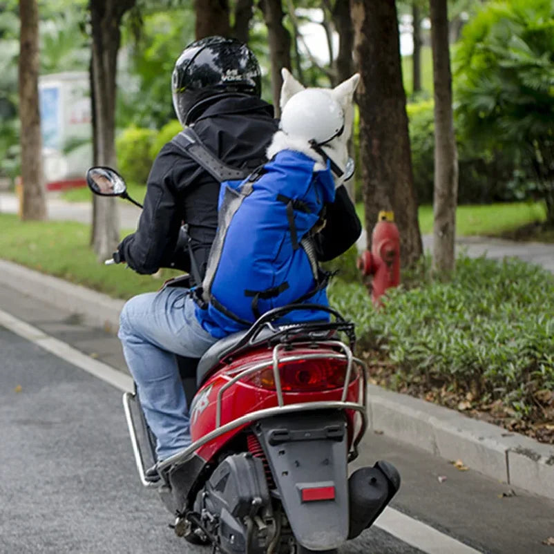 Reflective Motorcycle Dog Backpack with Cushioned Base