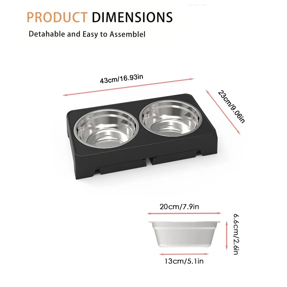 Adjustable Height Elevated Dog Feeder with Double Stainless Bowls