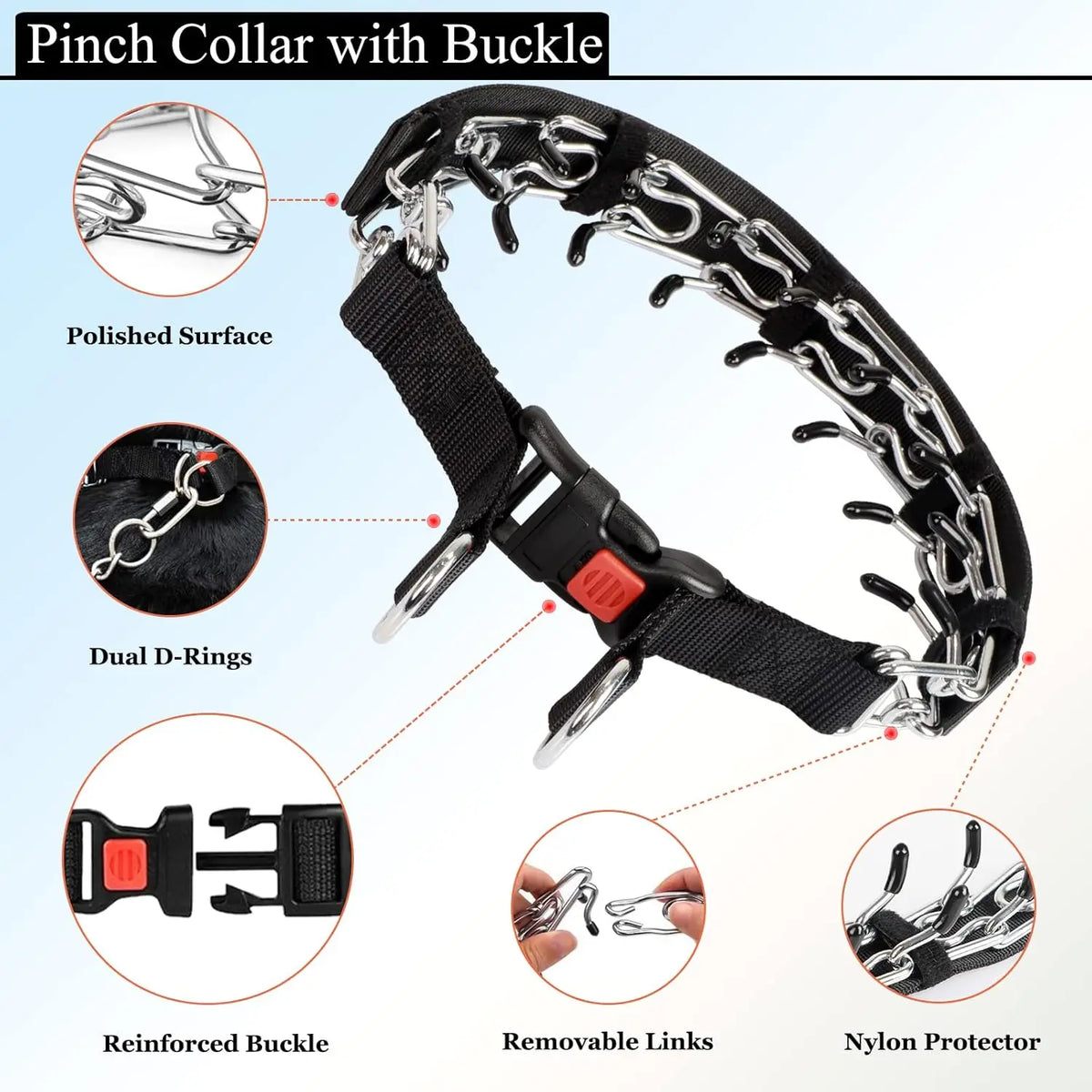 Prong Training Collar with Quick Release Buckle, Stainless Steel