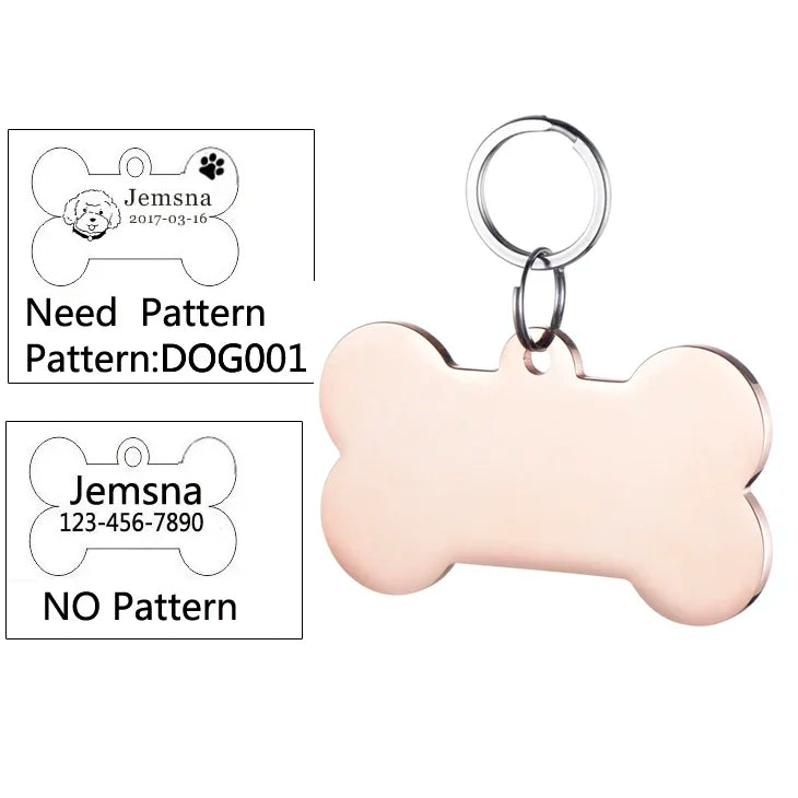 Engraved Dog ID Tag, Two-Sided Stainless Steel Name Tag