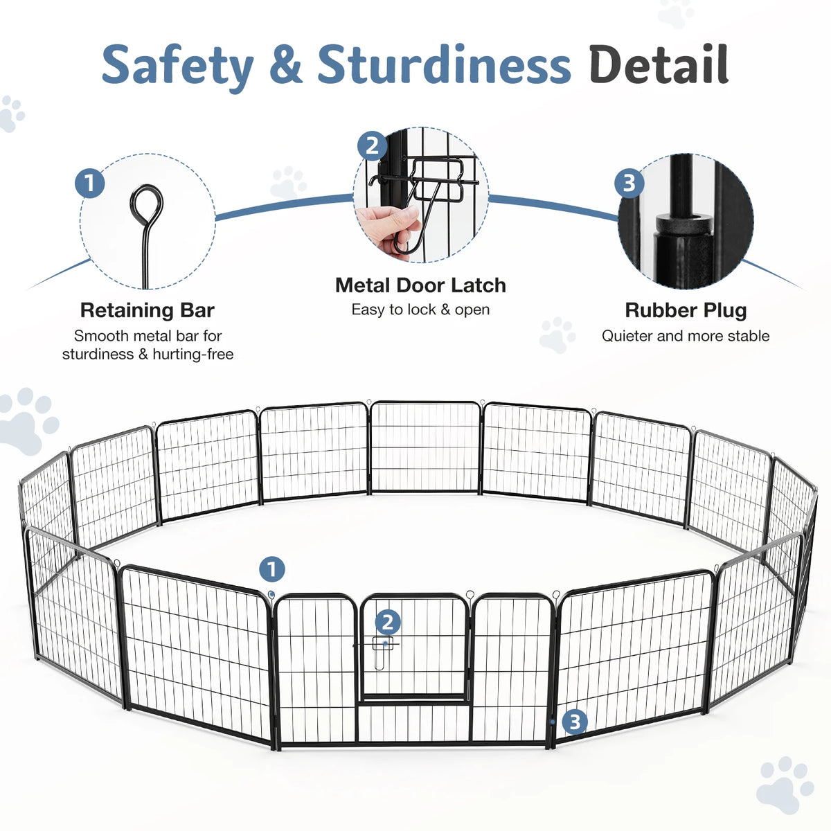 Large Dog Playpen with 16 Panels, 107 Sq Ft Foldable Exercise Pen