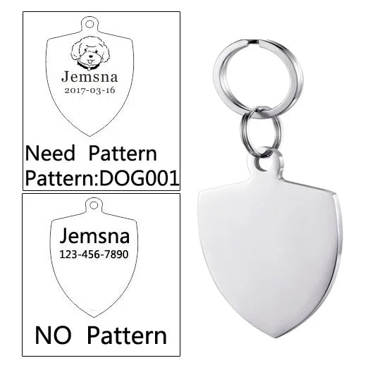 Engraved Dog ID Tag, Two-Sided Stainless Steel Name Tag