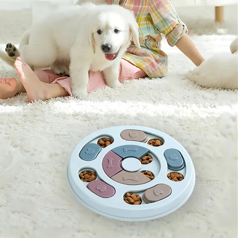 Dog Puzzle Feeder with Food Compartments, 9.4 in Round