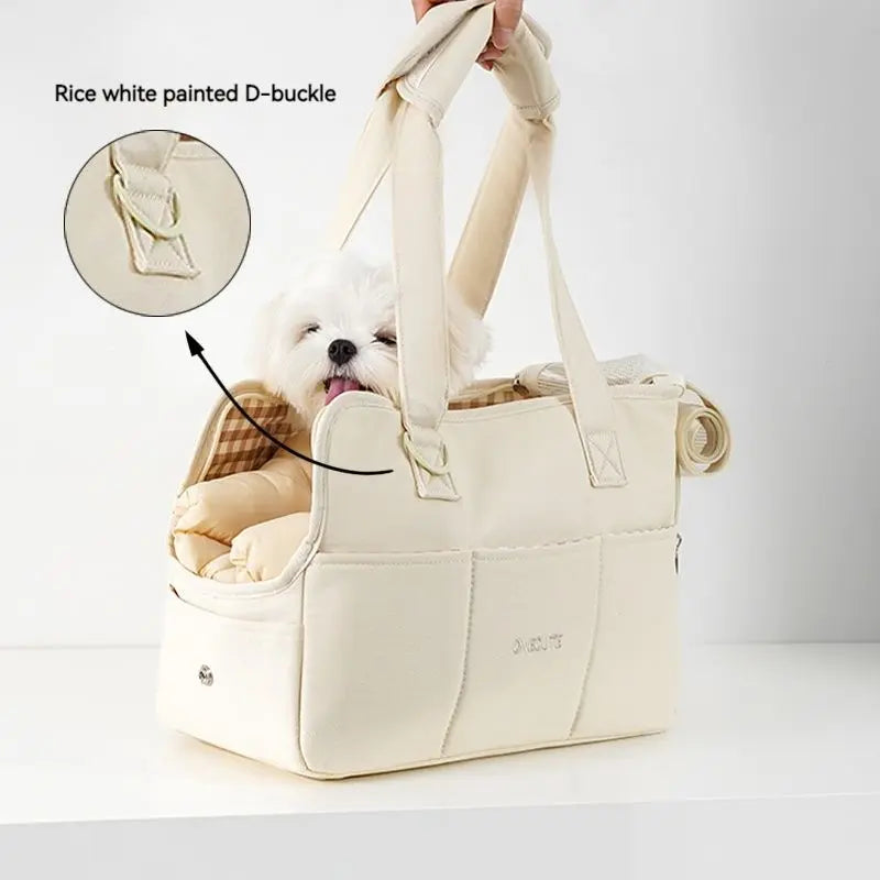 Small Dog Carrier Tote, Cotton Shoulder Bag for Chihuahuas and Yorkies