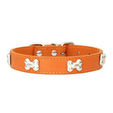 Leather Dog Collar for Small Dogs with Adjustable Buckle