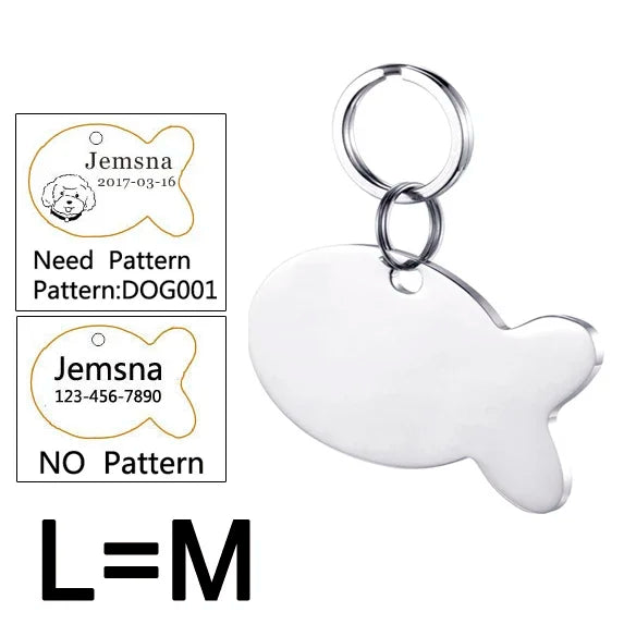 Engraved Dog ID Tag, Two-Sided Stainless Steel Name Tag