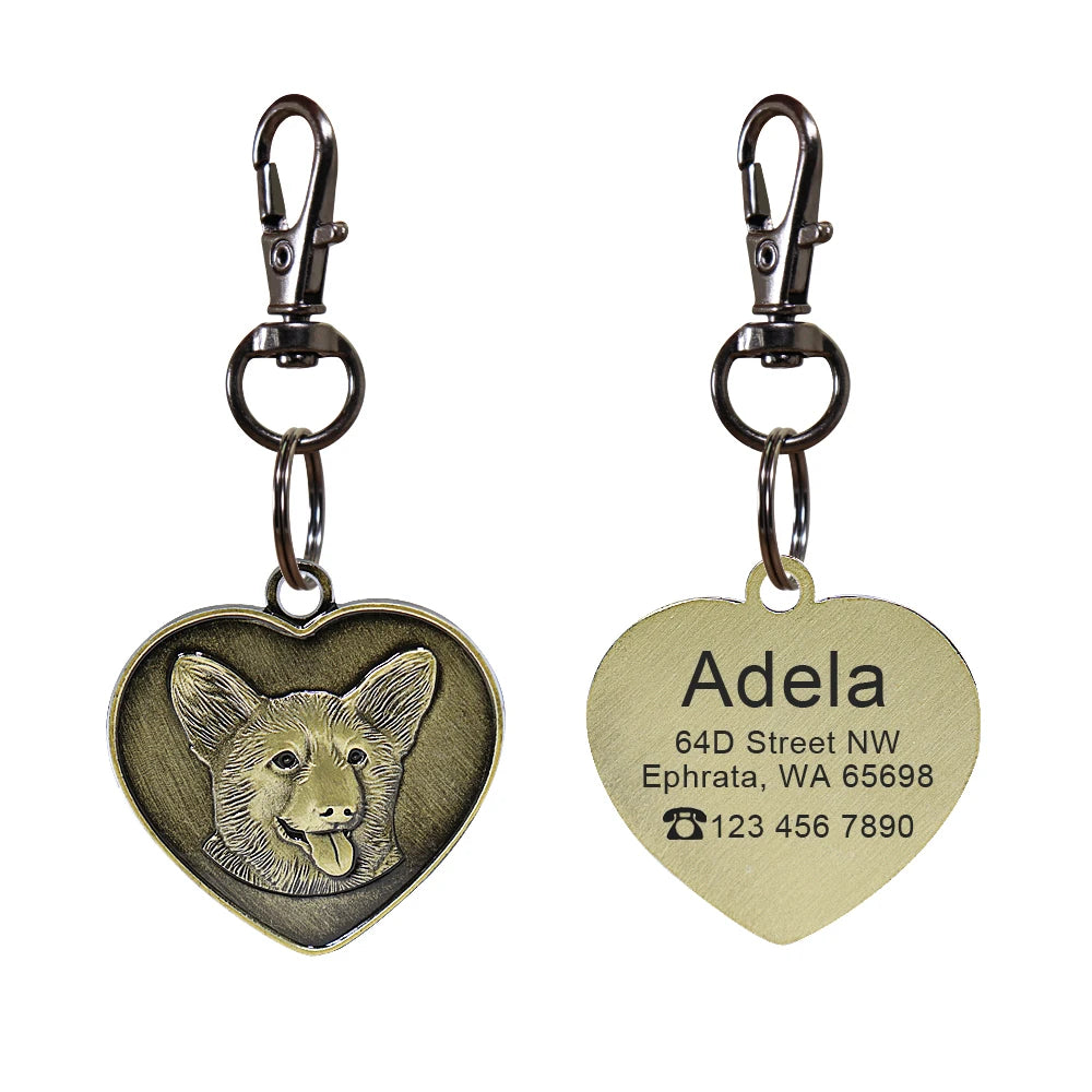 Personalized Dog Breed ID Tag with Engraved Name and Address