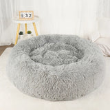 Fluffy Donut Dog Bed, Round Plush Bed for Small to Large Dogs