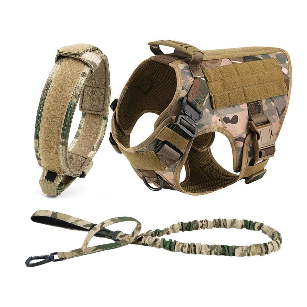 Tactical Dog Harness and Collar Set for Medium & Large Dogs