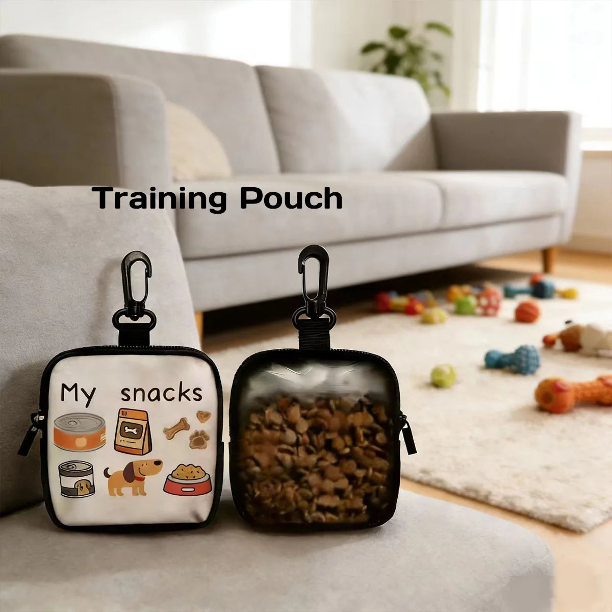 Dog Treat Pouch with Clip, Zippered Cartoon Dog Training Bag