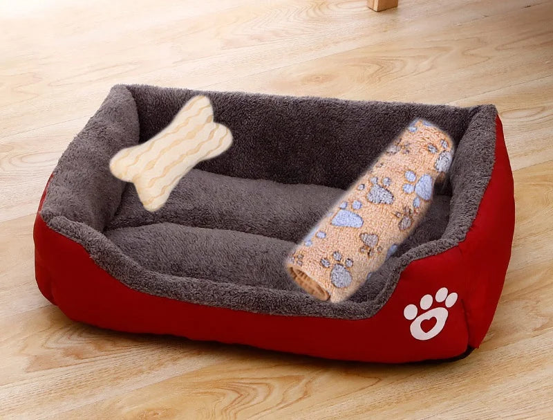 Plush Rectangle Dog Bed with Raised Sides in Candy Colors