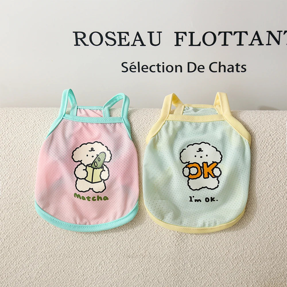 Summer Dog Tank Top in Breathable Ice Silk for Small Dogs
