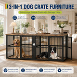 87 Inch Double Dog Crate Furniture with Divider