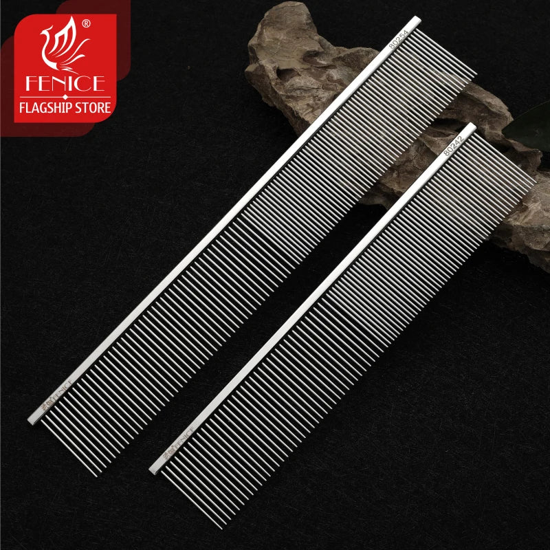 Stainless Steel Dog Grooming Comb with Tapered Pins, 4 Styles