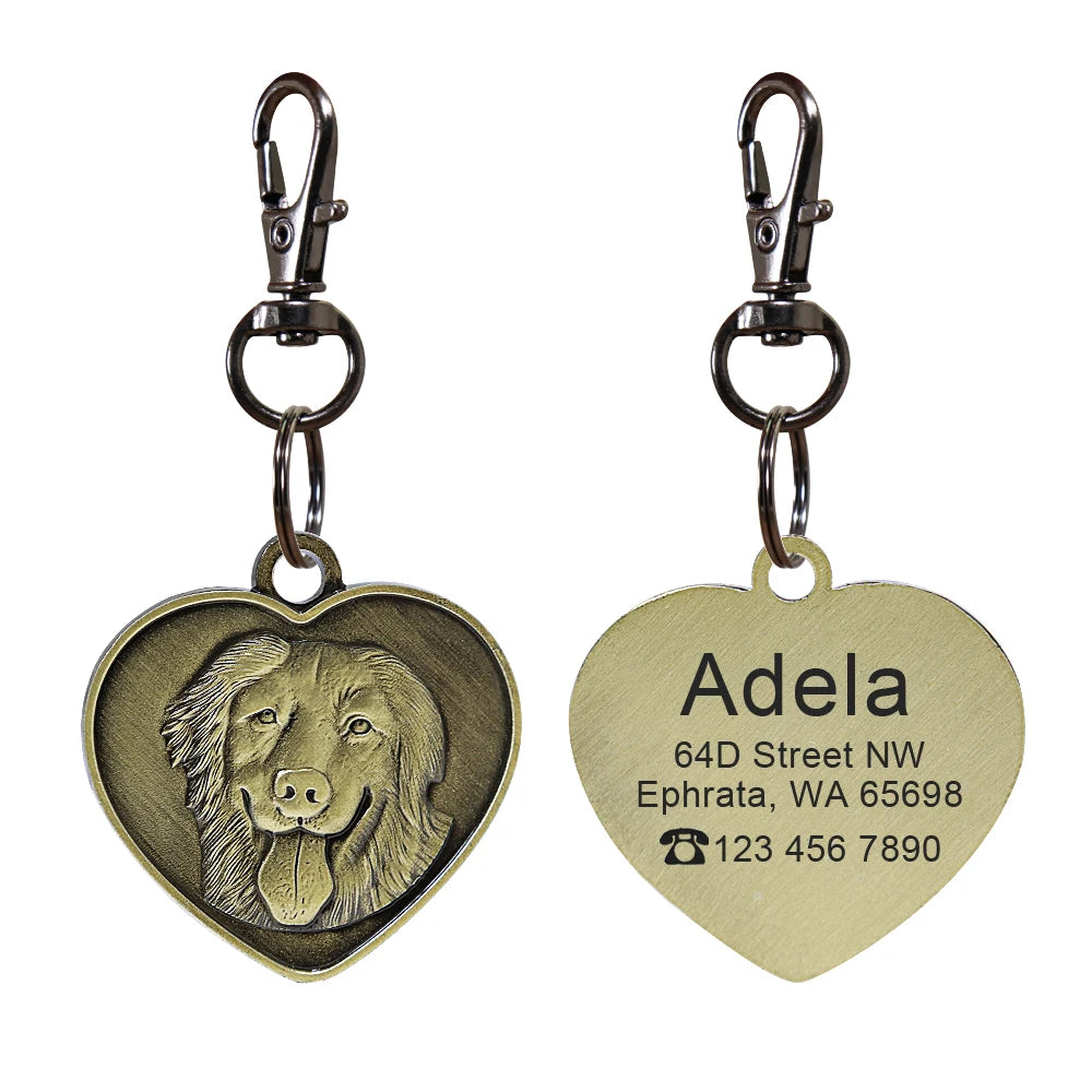 Personalized Dog Breed ID Tag with Engraved Name and Address