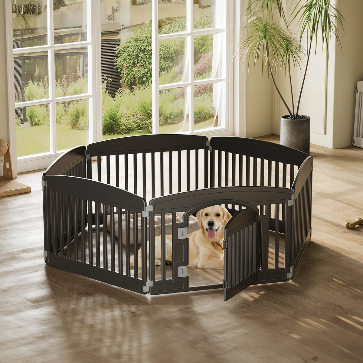 6 Panel Plastic Dog Playpen, 24 Inch Expandable Fence