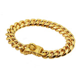 Stainless Steel Cuban Link Dog Chain Collar, 14 mm, Gold or Silver