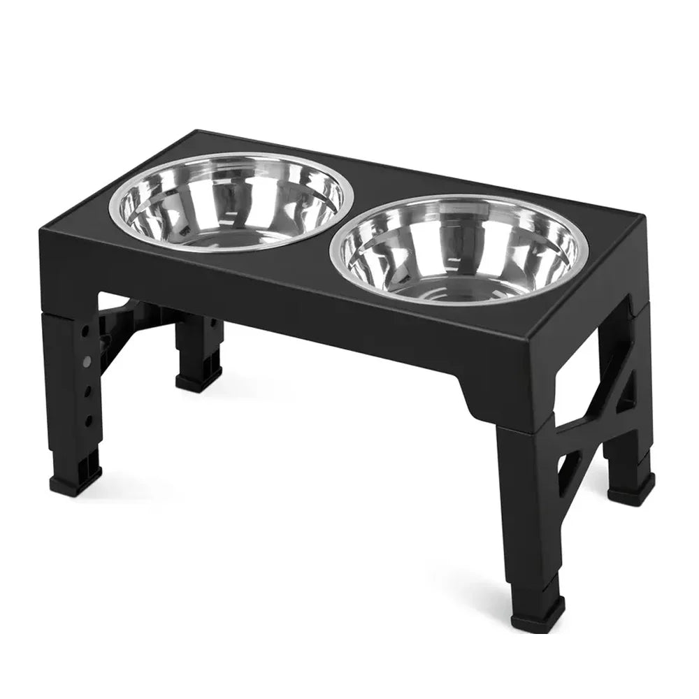 Adjustable Height Elevated Dog Feeder with Double Stainless Bowls