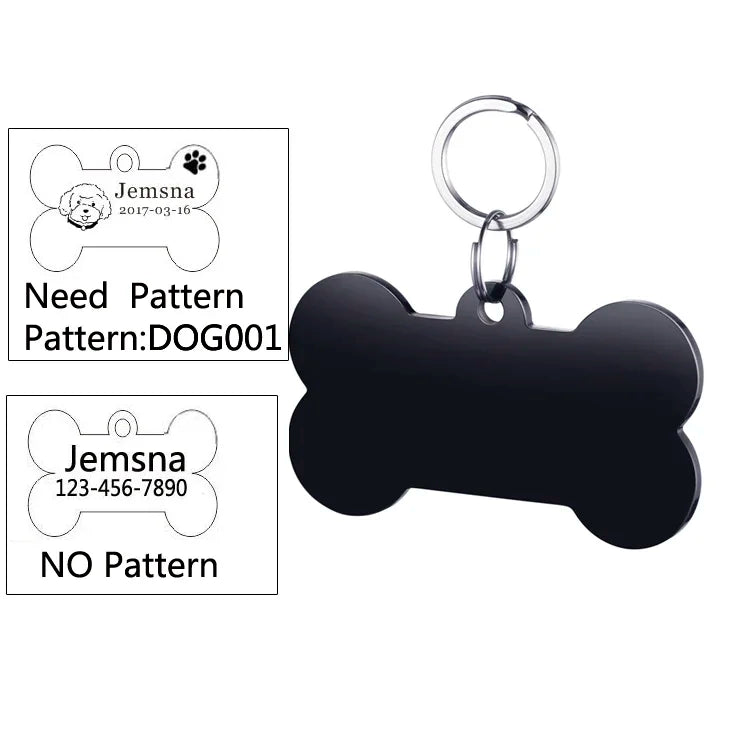 Engraved Dog ID Tag, Two-Sided Stainless Steel Name Tag
