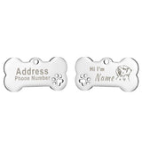 Engraved Bone Dog ID Tag, Personalized Stainless Steel Tag