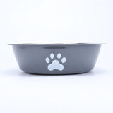 Stainless Steel Dog Bowl with Paw Print and Non-Slip Base