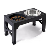 Adjustable Height Elevated Dog Feeder with Double Stainless Bowls