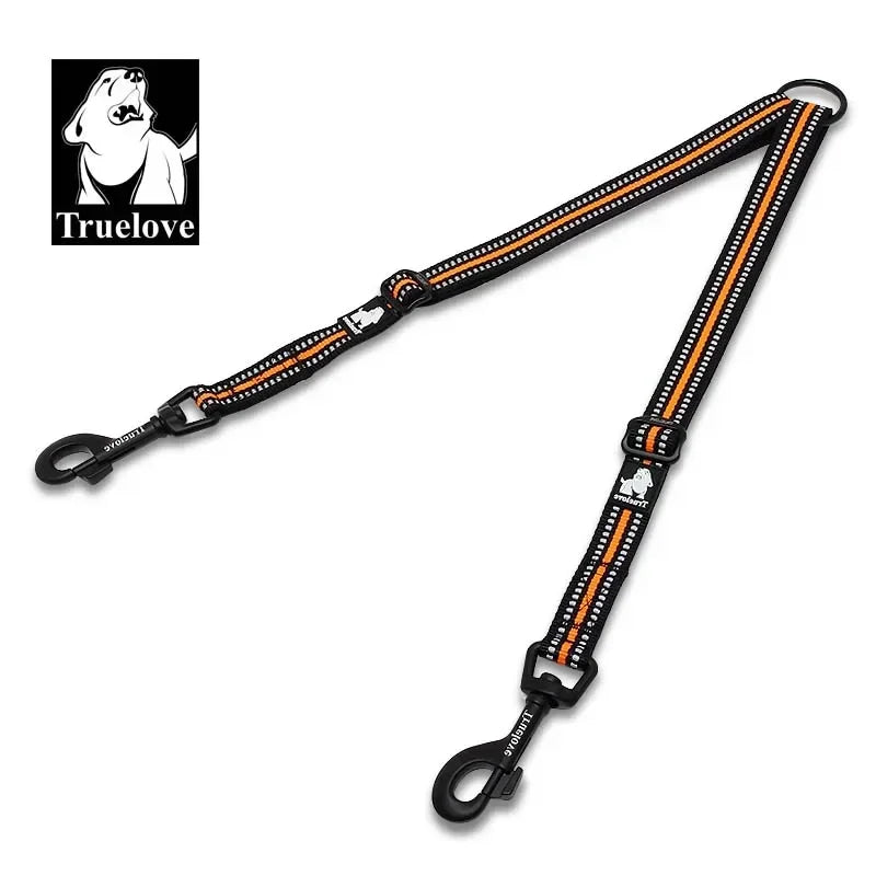 Double Dog Leash Coupler for Two Dogs, Reflective Nylon