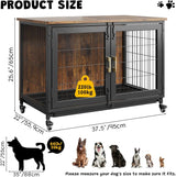 37.5in Wooden Dog Crate Furniture with Locking Wheels