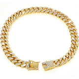 Cuban Link Dog Collar, Jeweled Stainless Steel Chain