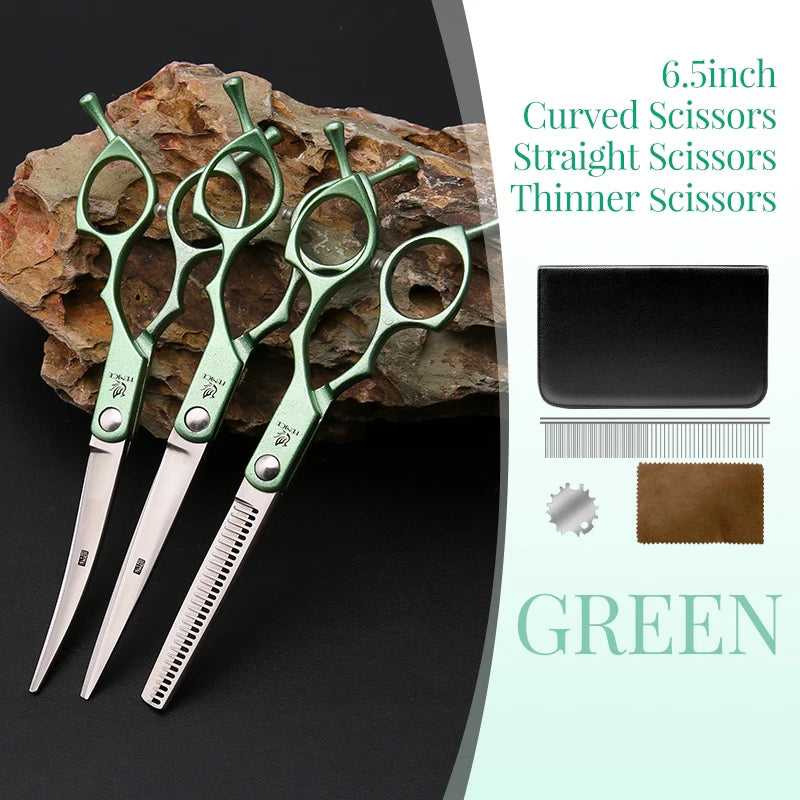 Fenice 6.5 Inch Dog Grooming Scissors Set, Straight, Curved & Thinning