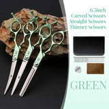 Fenice 6.5 Inch Dog Grooming Scissors Set, Straight, Curved & Thinning