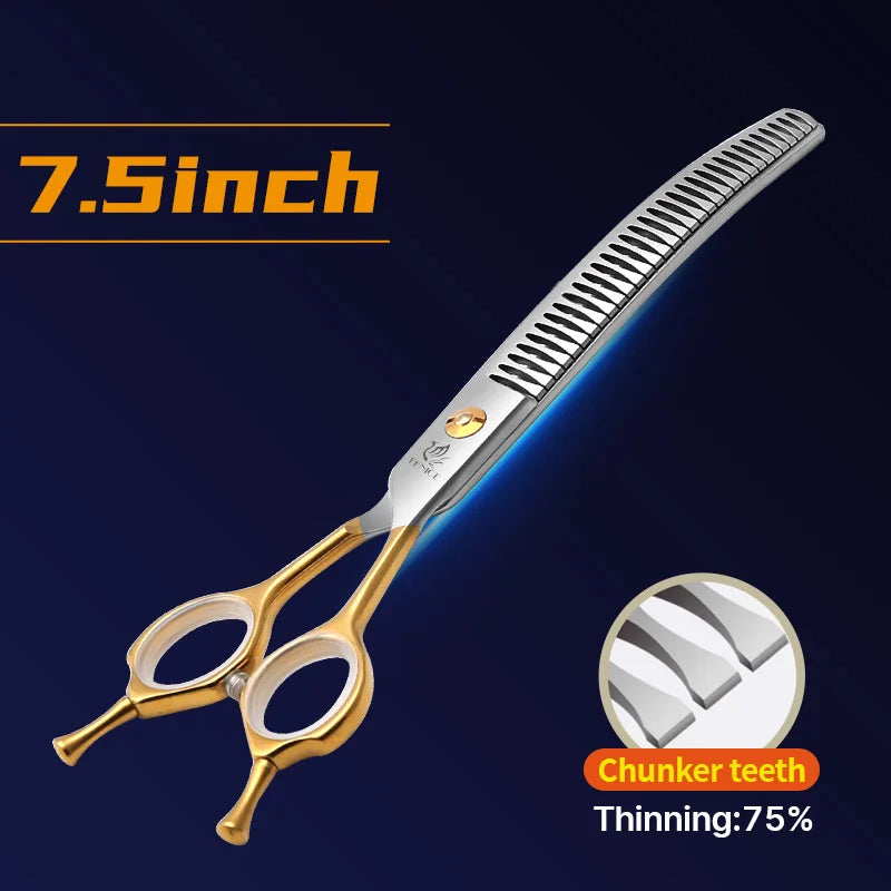 Curved Chunkers and Thinners for Dog Grooming, 7 or 7.5 Inch