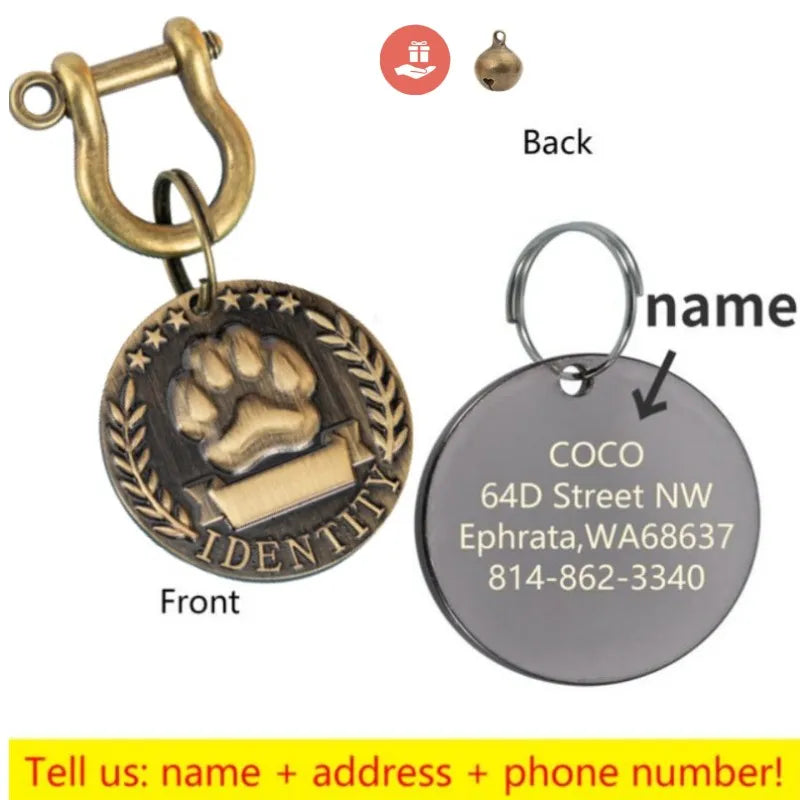 Personalized Engraved Dog ID Tag with Name, Phone and Address