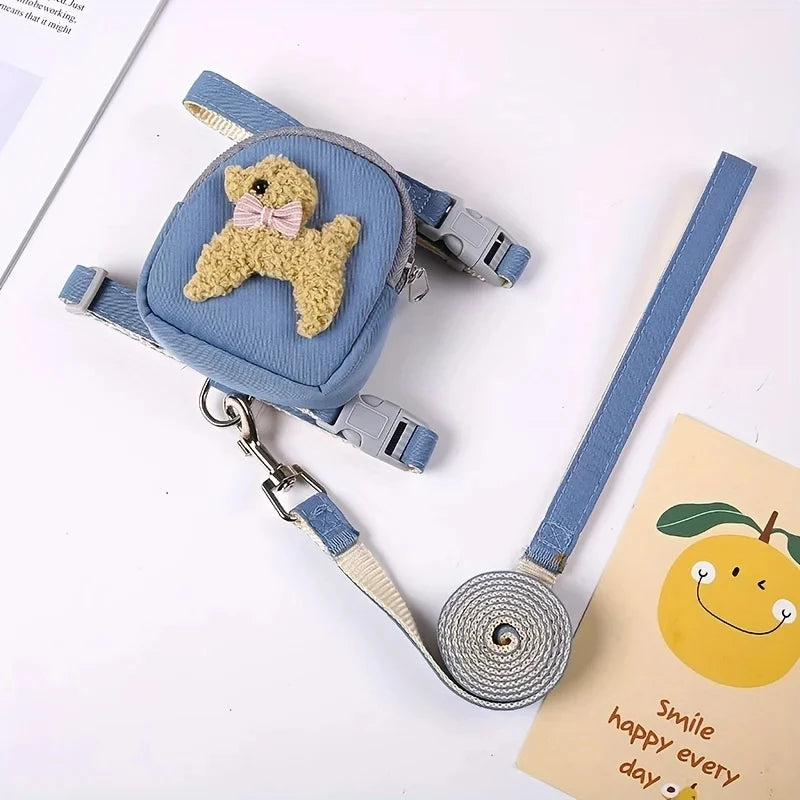 Dog Harness with Backpack and Leash for Small and Medium Dogs