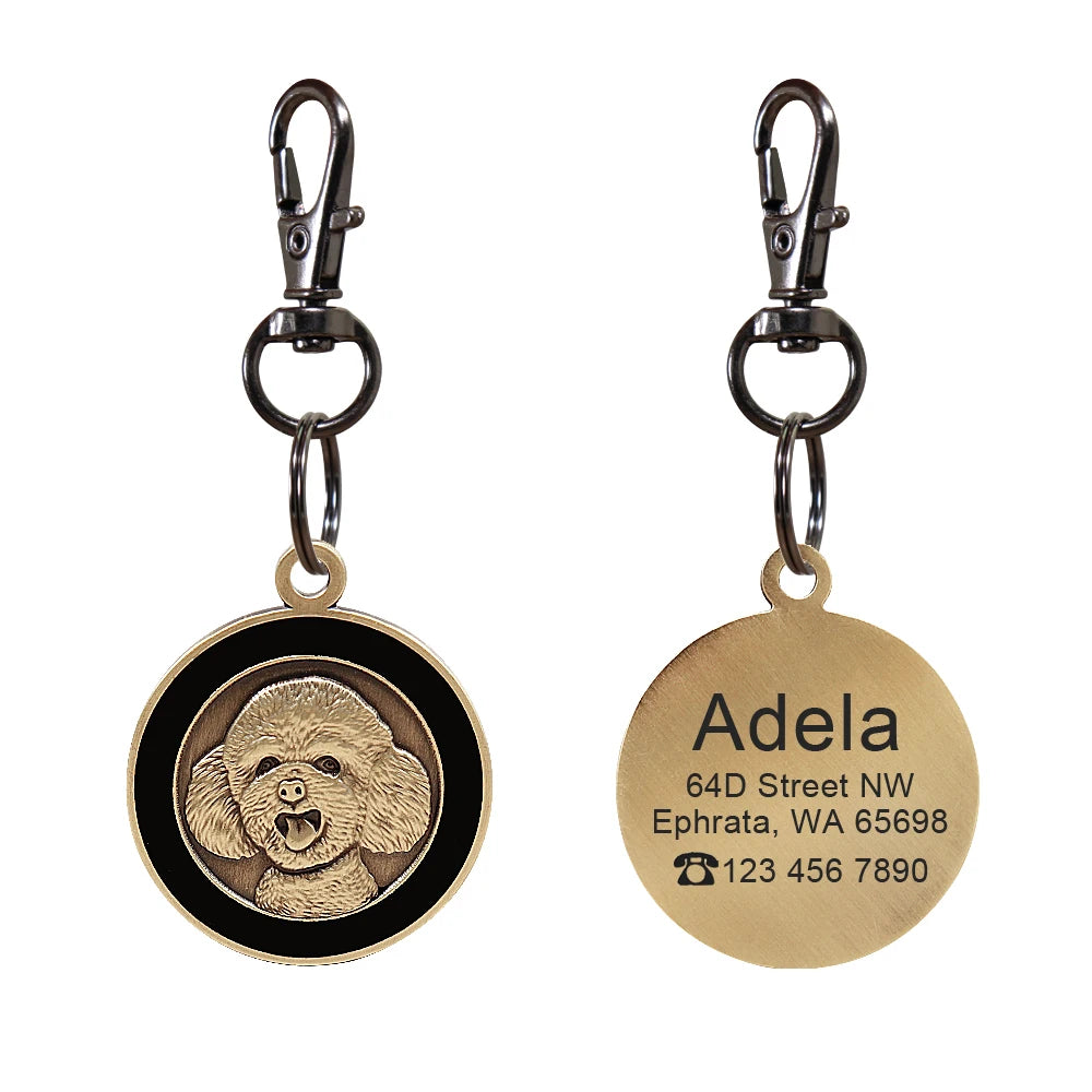 Personalized Dog Breed ID Tag with Engraved Name and Address
