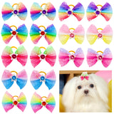 Dog Hair Bows with Rubber Bands, Mixed Colors, 10 to 30 Pack