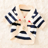 Knit Dog Cardigan Sweater for Small Dogs, Striped or Bear Print