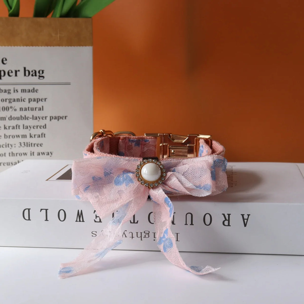 Lace Wedding Dog Collar with Bow and Personalized ID